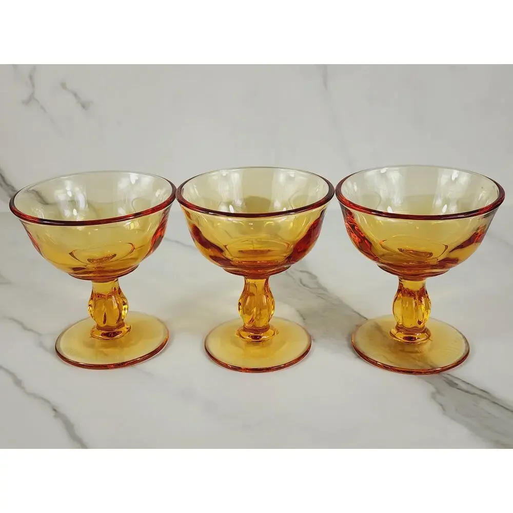 Tiffin Franciscan Amber Glass Sherbet Dessert 4